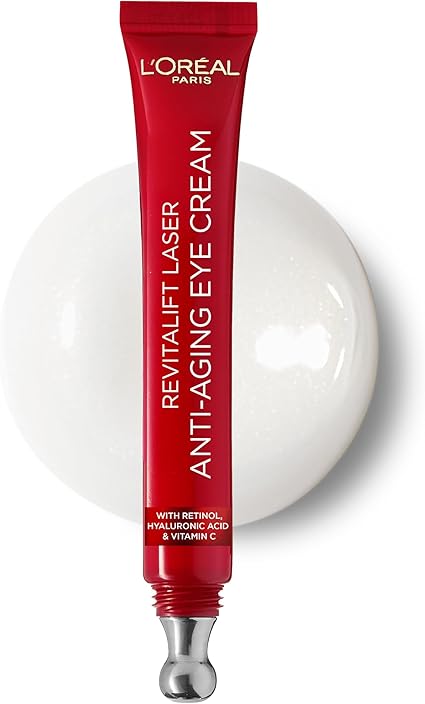 L’Oréal Paris Laser Renew Anti-Ageing Eye Cream – Smooth Wrinkles & Reduce Eye Bags with Pro-Retinol, Hyaluronic Acid & Vitamin C, 15ml