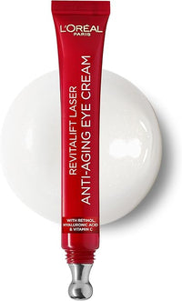 L’Oréal Paris Laser Renew Anti-Ageing Eye Cream – Smooth Wrinkles & Reduce Eye Bags with Pro-Retinol, Hyaluronic Acid & Vitamin C, 15ml