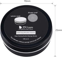 DUcare Makeup Brush Cleaning Set – Solid Soap Cleanser & Silicone Pad, Easy Blender & Brush Cleaner with Coconut Oil for Daily Use or Travel
