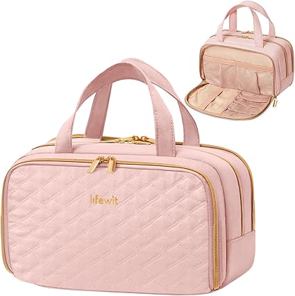 Lifewit Travel Toiletry Bag – Large 5L Makeup & Cosmetic Bag with Handle, Multi-Compartments, Pink