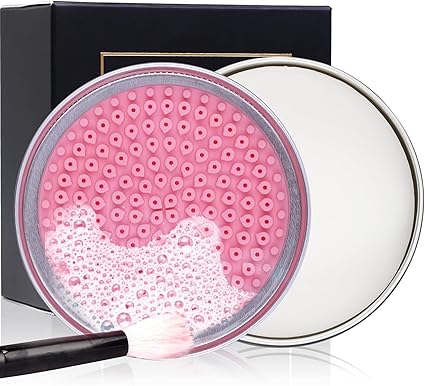 DUcare Makeup Brush Cleaning Set – Solid Soap Cleanser & Silicone Pad, Easy Blender & Brush Cleaner with Coconut Oil for Daily Use or Travel