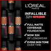 L’Oréal Paris Infallible 32H Matte Cover Foundation – Full Coverage Liquid Foundation with 4% Niacinamide, Natural Finish, SPF 25, Shade 320, 30ml