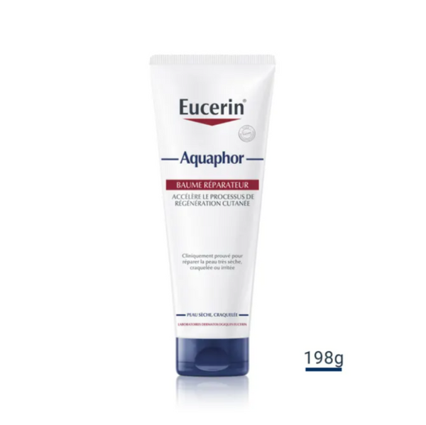 Eucerin Aquaphor balm tube on a white background