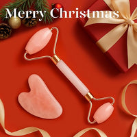 BAIMEI Gua Sha & Jade Roller,Guasha Tool face, Self Care Gift for Women and Men, Massager for Face, Eyes, Neck Care, Rose Quartz