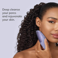 GESKE SmartAppGuided Sonic Thermo Facial Brush 6 in 1 Skin Cleansing Brush with Heat Function Face Massager Electric Face Brush Facial Cleansing Device Purple