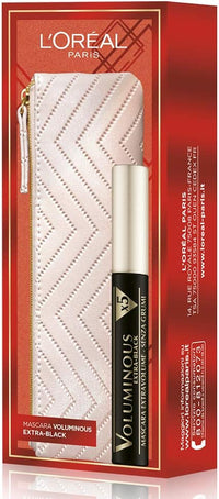 L'Oréal Paris Makeup Set Gift Idea for Women Voluminous Extra Black Mascara and Mini Cosmetic Bag