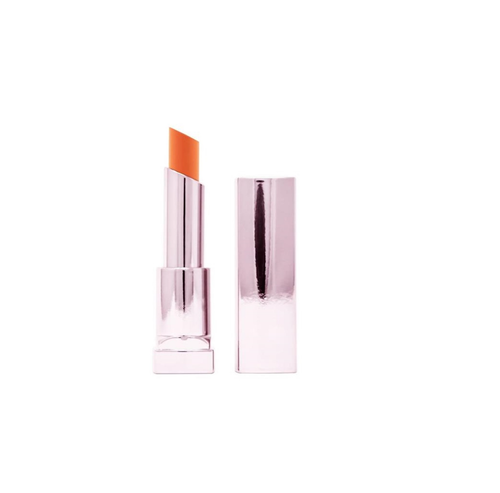 Maybelline Color Sensational Shine Compulsion Lipstick in shade 080 Arousing Orange with a vibrant orange hue and glossy, moisturizing finish in sleek lipstick packaging.