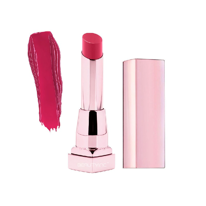 Maybelline Color Sensational Shine Lipstick in 100 Magenta Affair with a creamy formula, rich magenta color, and radiant glossy finish.