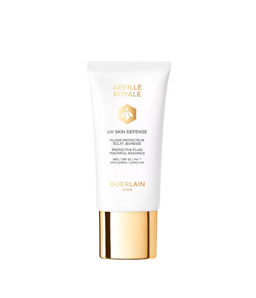 Guerlain Abeille Royale UV Skin Defense cream on a white background