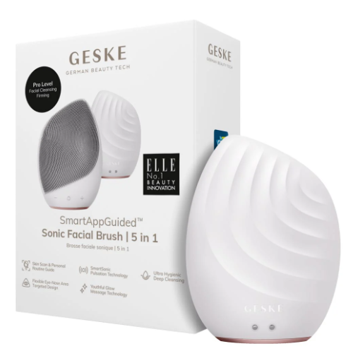 GESKE SmartAppGuided Sonic Facial Brush 5 in 1 Silicone Face Cleansing Device Starlight