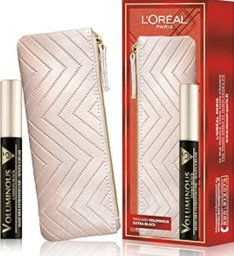 L'Oréal Paris Makeup Set Gift Idea for Women Voluminous Extra Black Mascara and Mini Cosmetic Bag