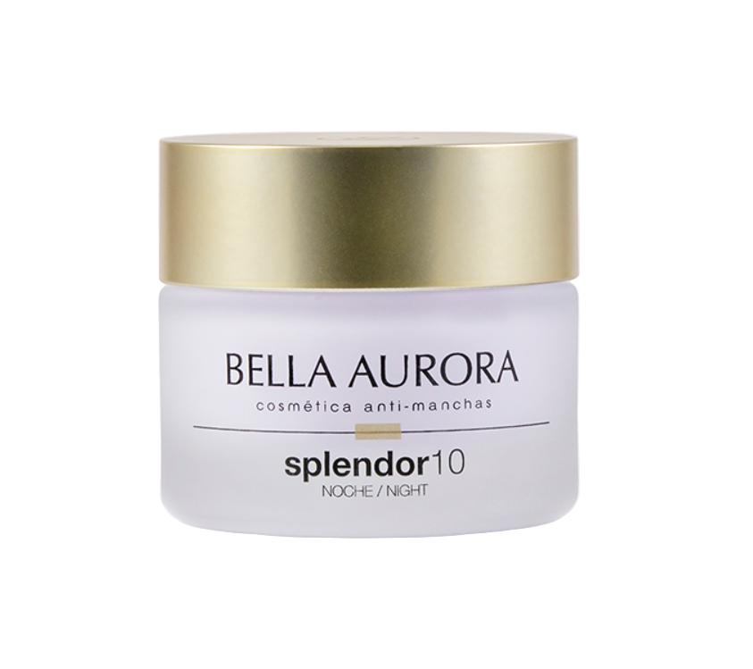 Bella Aurora skincare jar with gold lid on a white background