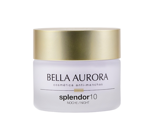 Bella Aurora skincare jar with gold lid on a white background