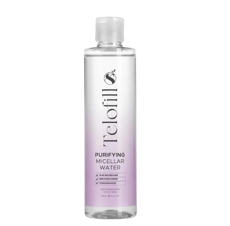 Telofill Purifying Micellar Water 250ml | Makeup Remover & Face Cleanser with Aloe Vera, Lactic Acid & Allantoin