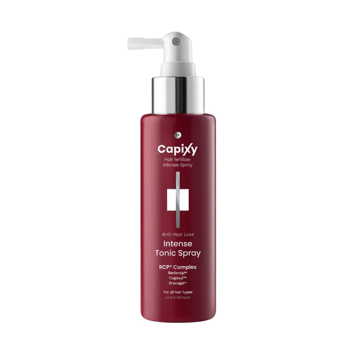 Capixy Intense Tonic Spray 125ml displayed clearly, highlighting the product packaging, name, size, and advanced hair growth care purpose.