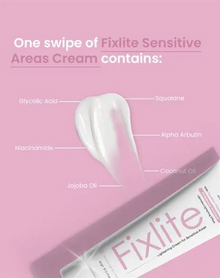 Fixlite Lightening Cream for Sensitive Areas with a nourishing texture that helps improve skin tone and hydration.