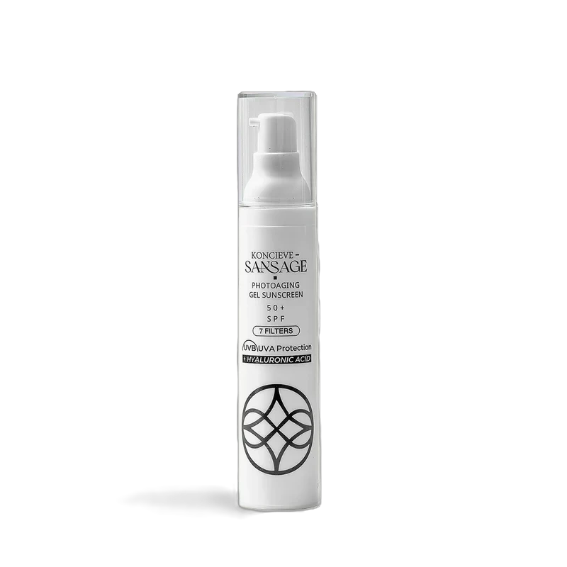 Koncieve Sansage Photoaging Gel Sunscreen providing broad-spectrum sun protection with a lightweight gel formula.