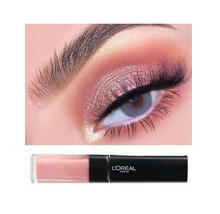 L'Oréal Infallible Eye Paint in 102 Irresistible Rose delivering bold rose color with smooth, blendable application.