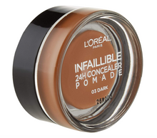 L'Oréal Infallible Concealer Pomade 03 Dark featuring a creamy, blendable formula to conceal dark circles and imperfections.