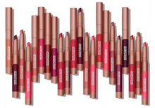 L'Oréal Infallible Matte Lip Crayon Range shown with the crayons extended, highlighting the precision tips and creamy matte formula available in multiple shades.
