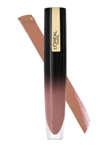L'Oréal Paris Brilliant Signature High Shine Colour Nude Lip Ink in shade 301 Be Determined shown with the tube open, highlighting the precision applicator and lightweight glossy formula.