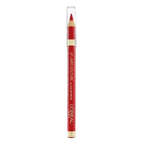 L'Oréal Paris Color Riche Lip Liner Couture in shade 377 Perfect Red displayed as a lip pencil, featuring a richly pigmented formula for precise lip definition.