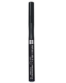 L'Oréal Paris Infaillible Grip 24H Precision Felt Eyeliner in shade 01 Black displayed in its eyeliner pen, featuring a precision felt tip for controlled and defined application.