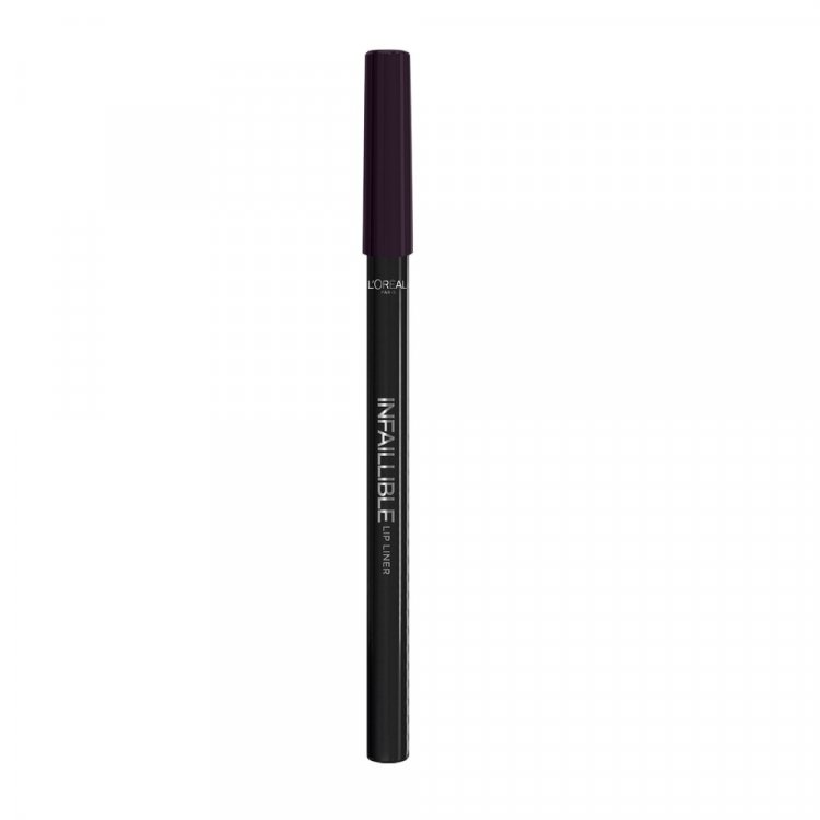 L'Oréal Paris Infaillible Longwear Lip Liner in shade 107 Dark River displayed as a lip pencil, featuring a richly pigmented formula for precise lip definition.