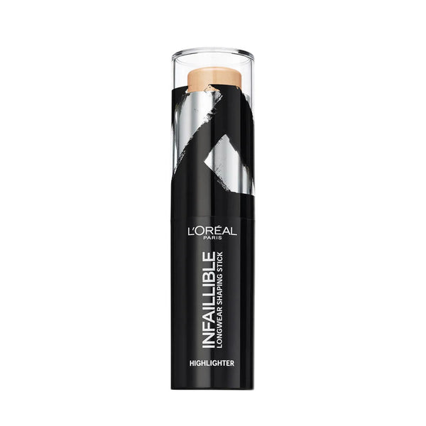 L'Oréal Paris Infaillible Longwear Shaping Highlighter Stick in shade 502 Gold Is Cold with a creamy long-wear formula and a radiant luminous finish.