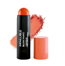 Open L'Oréal Paris Infallible Blush Paint Stick in shade 02 Tangerine Please showcasing the twist-up cream blush and richly pigmented stick formula.
