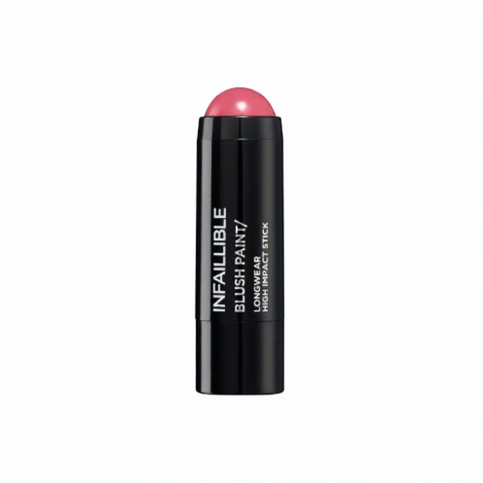 L'Oréal Paris Infallible Blush Paint Stick in shade 103 Fuchsia War displayed in its stick packaging, featuring a creamy blush formula with vibrant color payoff.