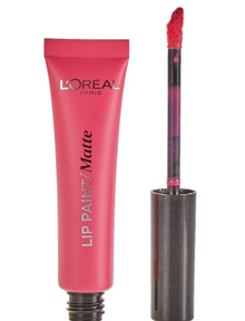L'Oréal Paris Infallible Matte Lip Paint in shade 202 King Pink displayed in its tube, featuring a richly pigmented liquid lip color with a smooth matte finish.
