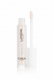 L'Oréal Paris Lumière Galaxy Holographic Lip Gloss in shade 01 Opal Light displayed in its tube, featuring a multidimensional holographic gloss with a luminous finish.