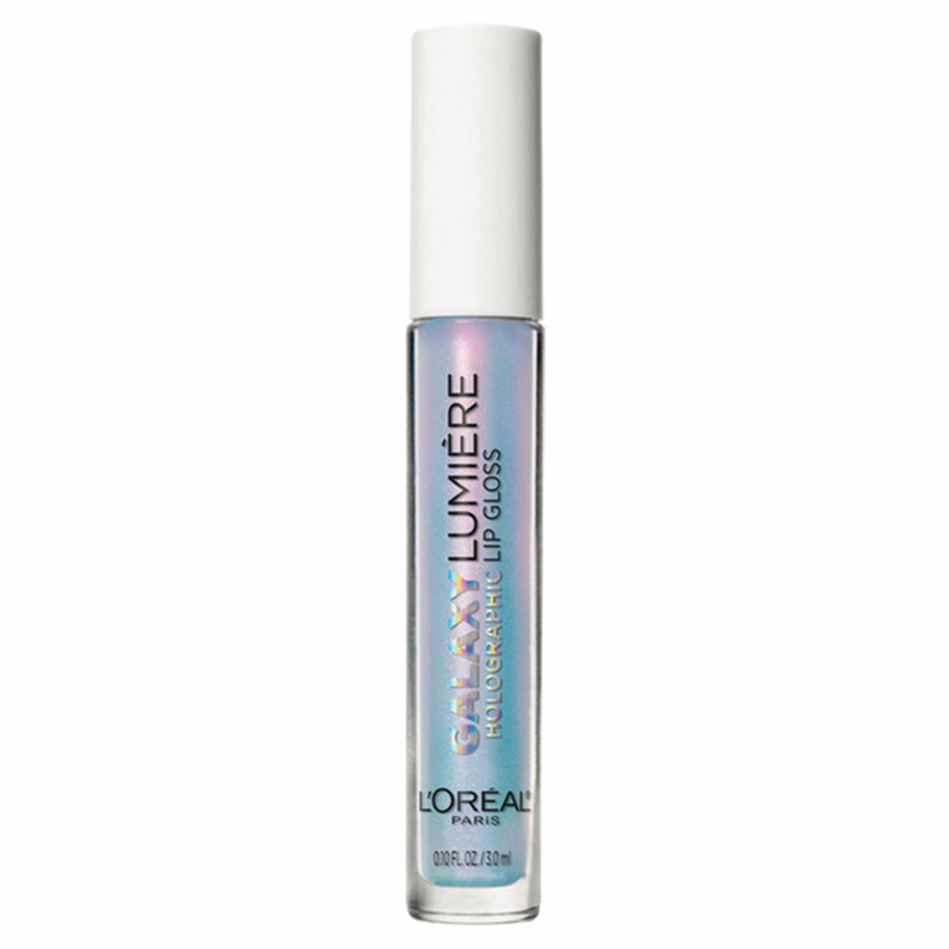L'Oréal Paris Lumiere Lip Gloss Galaxy Holographic in shade 05 Sapphire Star with a holographic formula and a multidimensional high-shine finish.