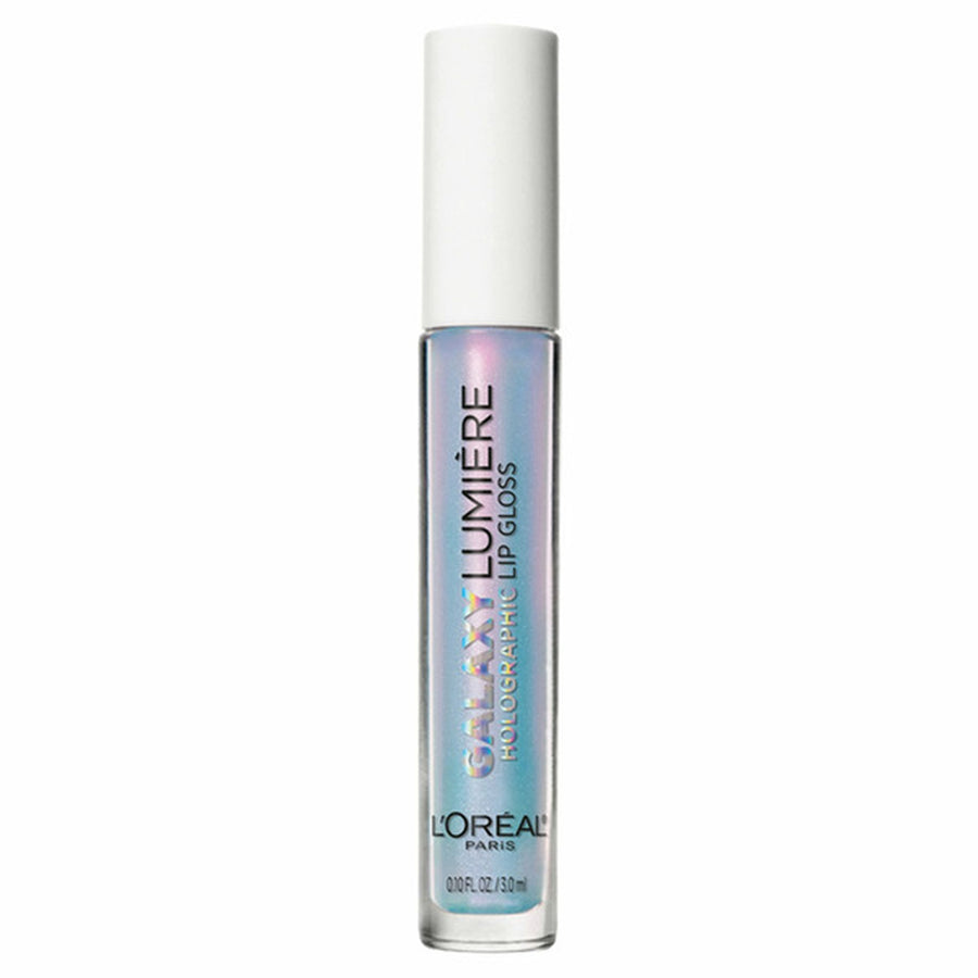 L'Oréal Paris Lumiere Lip Gloss Galaxy Holographic in shade 05 Sapphire Star with a holographic formula and a multidimensional high-shine finish.