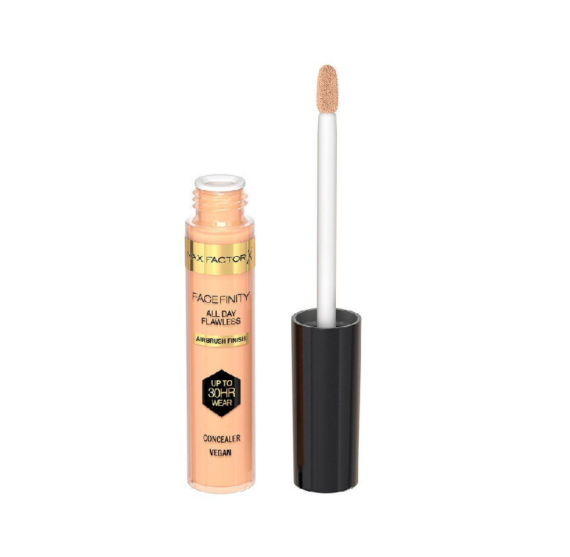 Max Factor Facefinity All Day Flawless Concealer in shade 030 with lightweight, full coverage and a natural matte finish.