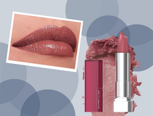Maybelline New York Color Sensational Lipstick 211 Rosey Risk with a creamy hydrating formula and soft satin-cream dusty pink finish.