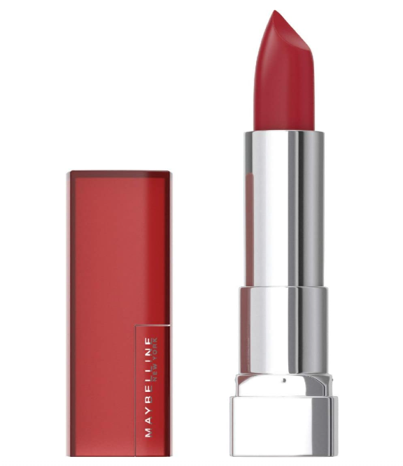 Maybelline Color Sensational Lipstick in shade 968 Rich Ruby with bold ruby red color and a creamy finish.