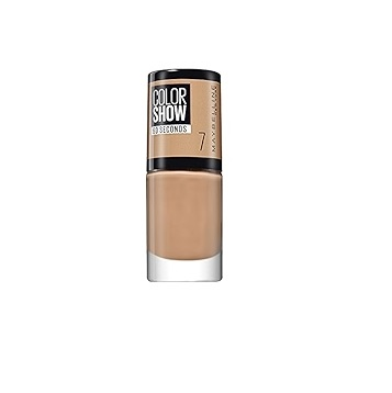 Maybelline Color Show Nail Polish in shade 7 Nude Suede with a smooth formula and a glossy, long-lasting finish.