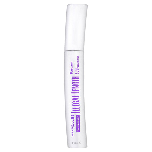 Maybelline Illegal Length Waterproof Mascara in Black featuring a waterproof lengthening mascara with a fiber-infused formula for longer-looking, defined lashes.