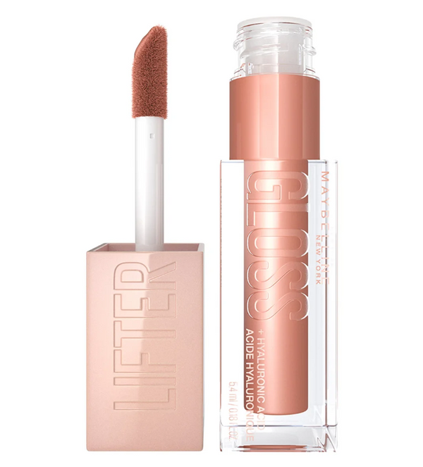 Maybelline Lifter Gloss with Hyaluronic Acid in shade 008 Stone displayed in its tube, featuring a hydrating lip gloss with a high-shine finish.