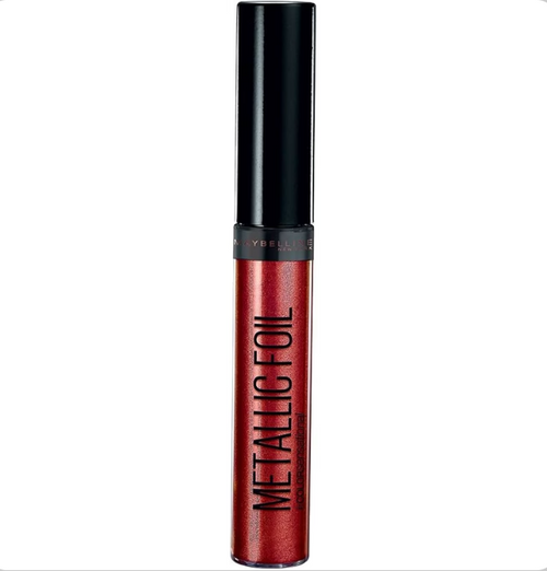 Maybelline Metallic Foil Lipstick in 105 Scorpion featuring a creamy lipstick formula with a metallic finish in a classic twist-up bullet packaging.