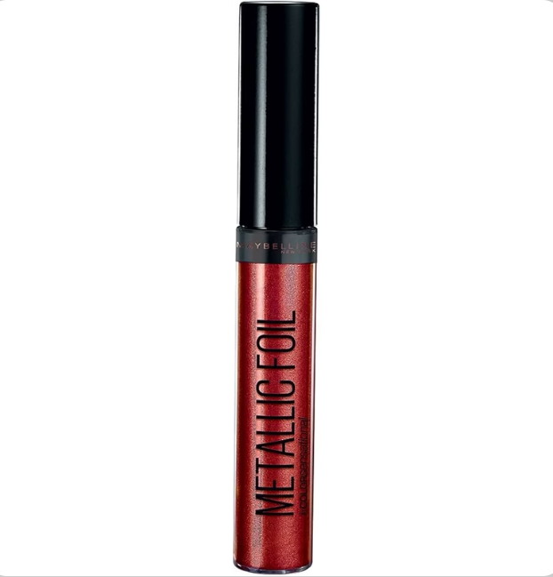 Maybelline Metallic Foil Lipstick in 105 Scorpion featuring a creamy lipstick formula with a metallic finish in a classic twist-up bullet packaging.