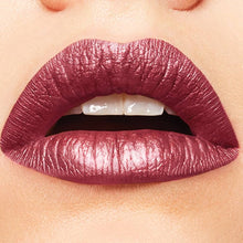 Maybelline Metallic Foil Lipstick in 105 Scorpion with swatches showcasing its creamy application, bold pigmentation, and reflective metallic finish.