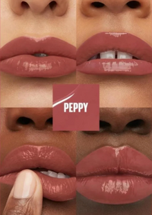 Maybelline New York SuperStay Vinyl Ink Long-lasting Liquid Lipstick in shade 115 Peppy shown with the tube open, highlighting the precision applicator and smooth liquid formula.