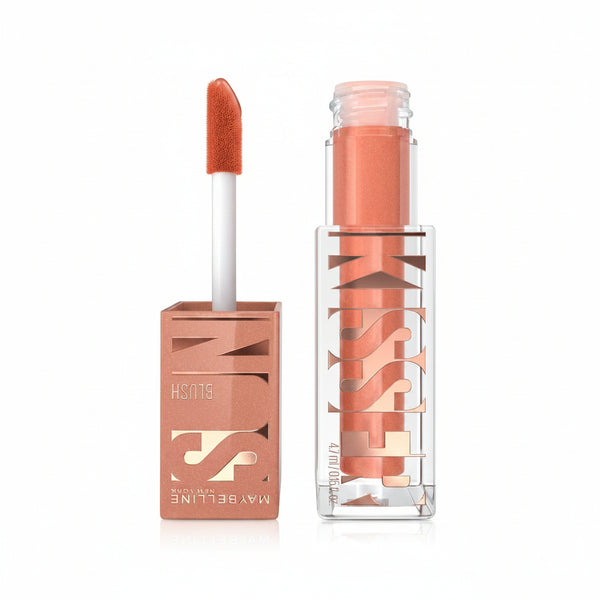 Maybelline Sunkisser Liquid Blush in shade 03 Sol Search displayed in its tube, featuring a lightweight liquid blush with a radiant finish.