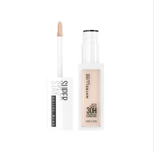 Maybelline Super Stay Active Wear Concealer in shade 10 Fair with full coverage and a lightweight long-lasting formula.
