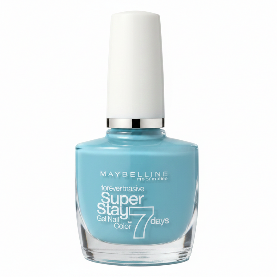 Maybelline Super Stay Nail Polish in shade 20 Uptown Blue with a long-lasting formula and a glossy, vibrant finish.