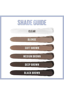 Close-up of Maybelline Tattoo Brow Lift in shade 00 Clear showcasing the precision lifting brush and lightweight transparent brow gel formula.