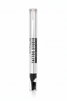 Maybelline Tattoo Brow Lift Stick in 02 Soft Brown featuring a brow styling stick with a creamy formula for shaping, filling, and defining brows.